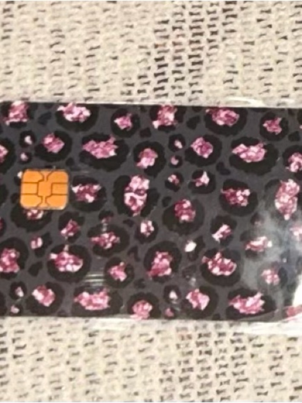 Black Pink Glitter Leopard Debit Credit Card Skin Sticker Chip Cutout New